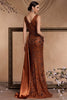 Load image into Gallery viewer, Sparkly Floral Brown V-Neck Mermaid Maxi Mother of the Bride Dress with Side Cape