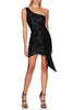 Load image into Gallery viewer, Sparkly Champagne One Shoulder Tight Short Prom Dress with Sash