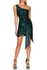 Load image into Gallery viewer, Sparkly Champagne One Shoulder Tight Short Prom Dress with Sash