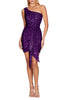 Load image into Gallery viewer, Sparkly Champagne One Shoulder Tight Short Prom Dress with Sash