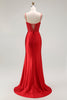 Load image into Gallery viewer, Sparkly Navy Satin Maxi Mermaid Corset Prom Dress with Beading