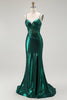 Load image into Gallery viewer, Dark Green Metallic Mermaid Long Corset Prom Dress with Slit