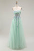 Load image into Gallery viewer, Green Floral Strapless A Line Maxi Prom Dress with Appliques