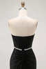 Load image into Gallery viewer, Sparkly Black Strapless Mermaid Long Corset Prom Dress