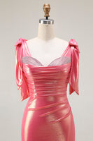 Load image into Gallery viewer, Sparkly Coral Mermaid Metallic Beaded Long Prom Dress with Slit