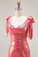 Load image into Gallery viewer, Sparkly Coral Mermaid Metallic Beaded Long Prom Dress with Slit