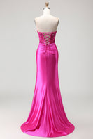 Load image into Gallery viewer, Sparkly Fuchsia Corset Mermaid Long Prom Dress with Sequins