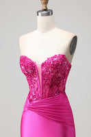 Load image into Gallery viewer, Sparkly Fuchsia Corset Mermaid Long Prom Dress with Sequins