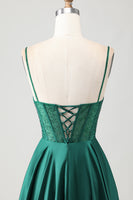Load image into Gallery viewer, Sparkly Dark Green Corset Long Prom Dress with Rhinestones