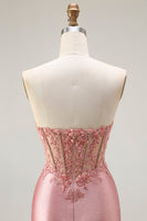 Load image into Gallery viewer, Sparkly Blush Corset Mermaid Long Prom Dress with Slit