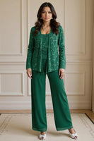 Load image into Gallery viewer, Sparkly 3 Piece Olive Long Sequin Mother of the Bride Pant Suits with Jacket