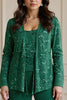 Load image into Gallery viewer, Sparkly 3 Piece Olive Long Sequin Mother of the Bride Pant Suits with Jacket