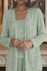Load image into Gallery viewer, Sparkly 3 Piece Olive Long Sequin Mother of the Bride Pant Suits with Jacket