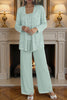 Load image into Gallery viewer, Sparkly 3 Piece Olive Long Sequin Mother of the Bride Pant Suits with Jacket