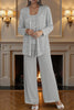 Load image into Gallery viewer, Sparkly 3 Piece Olive Long Sequin Mother of the Bride Pant Suits with Jacket