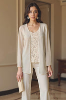Load image into Gallery viewer, 3 Piece Apricot V-Neck Long Sleeves Mother of the Bride Pant Suits with Jacket