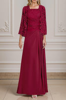 Load image into Gallery viewer, 2 Piece Peacock Green A Line Long Mother of the Bride Dress with Lace