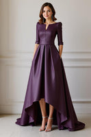 Load image into Gallery viewer, Light Blue High Low A Line Mother of the Bride Dress with Sleeves