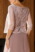 Load image into Gallery viewer, 2 Piece Dusty Rose Long Lace Mother of the Bride Pant Suits