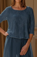 Load image into Gallery viewer, 2 Piece Dusty Rose Long Lace Mother of the Bride Pant Suits