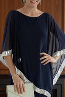 Load image into Gallery viewer, 2 Piece Sparkly Navy Long Mother of the Bride Pant Suits