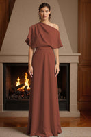 Load image into Gallery viewer, Yellow One Shoulder Floor-Length Ruched Mother of the Bride Dress