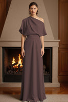 Load image into Gallery viewer, Yellow One Shoulder Floor-Length Ruched Mother of the Bride Dress
