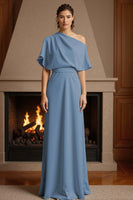 Load image into Gallery viewer, Yellow One Shoulder Floor-Length Ruched Mother of the Bride Dress