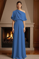 Load image into Gallery viewer, Yellow One Shoulder Floor-Length Ruched Mother of the Bride Dress