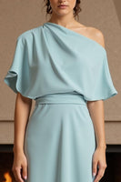 Load image into Gallery viewer, Yellow One Shoulder Floor-Length Ruched Mother of the Bride Dress