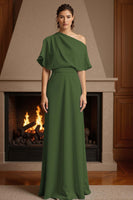 Load image into Gallery viewer, Yellow One Shoulder Floor-Length Ruched Mother of the Bride Dress