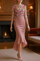 Load image into Gallery viewer, Mint Green Floral High Low Mermaid Mother of the Bride Dress