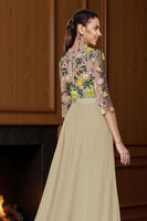 Load image into Gallery viewer, Champagne Long Floral Mother of the Bride Jumpsuits with Cape
