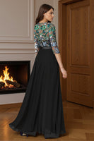 Load image into Gallery viewer, Sparkly Black Long Beaded Mother of the Bride Jumpsuit with Cape