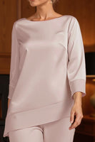 Load image into Gallery viewer, 2 Piece Apricot Bateau Neck Long Mother of the Bride Pant Suits with Sleeves