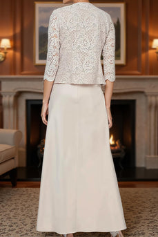 3 Piece Apricot Long Mother of the Bride Dress Dress Suits with Jacket