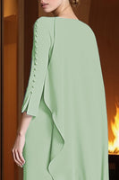 Load image into Gallery viewer, Dusty Blue Mermaid Ruched Long Mother of the Bride Dress with Cape