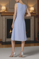 Load image into Gallery viewer, 2 Piece Light Blue Tea Length A Line Lace Mother of the Bride Dress