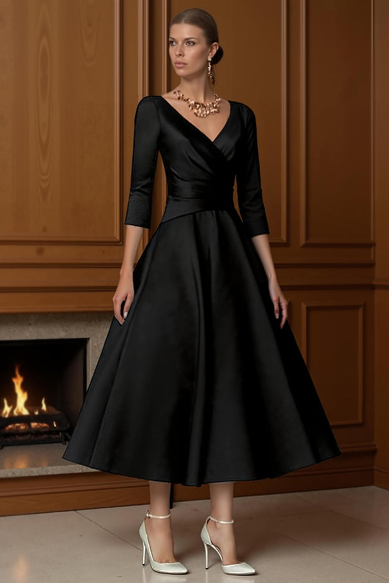 Load image into Gallery viewer, Champagne A Line Ruched V Neck Ankle Length Mother of the Bride Dress