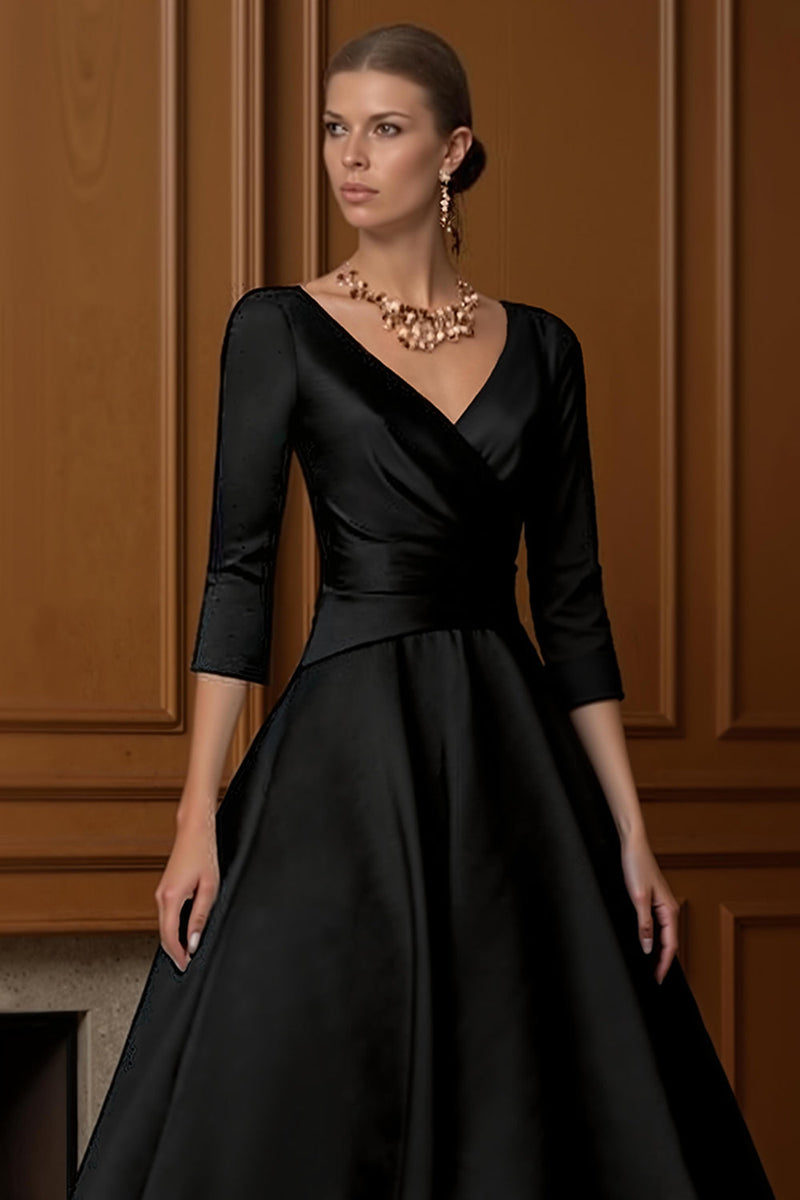 Load image into Gallery viewer, Champagne A Line Ruched V Neck Ankle Length Mother of the Bride Dress