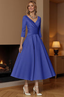 Load image into Gallery viewer, Champagne A Line Ruched V Neck Ankle Length Mother of the Bride Dress