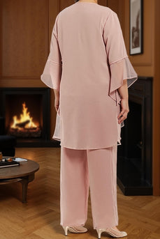 3 Piece Dusty Rose Plus Size Long Mother of the Bride Dress with Jacket