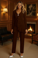 Load image into Gallery viewer, 2 piece White Ruffled Long Sleeves V Neck Mother of the Bride Pant Suits