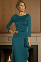 Load image into Gallery viewer, Peacock Green Mermaid Ruffled Long Mother of the Bride Dress