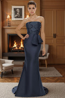 Load image into Gallery viewer, Silver Strapless Mermaid Long Mother of the Bride Dress