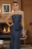 Load image into Gallery viewer, Silver Strapless Mermaid Long Mother of the Bride Dress