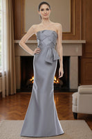 Load image into Gallery viewer, Silver Strapless Mermaid Long Mother of the Bride Dress