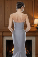Load image into Gallery viewer, Silver Strapless Mermaid Long Mother of the Bride Dress
