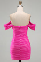 Load image into Gallery viewer, Red Bodycon Off the Shoulder Ruched Short Prom Dress