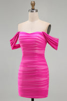 Load image into Gallery viewer, Red Bodycon Off the Shoulder Ruched Short Prom Dress